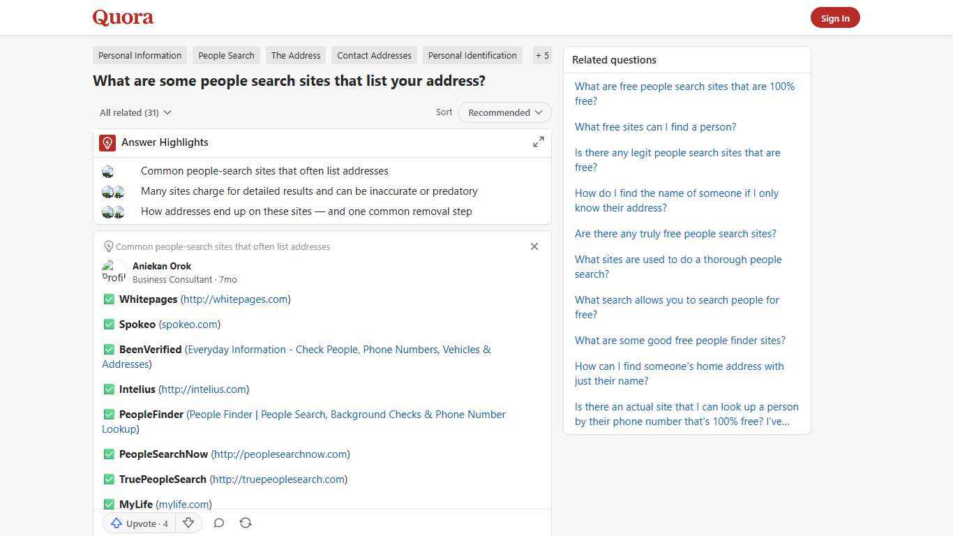 What are some people search sites that list your address? - Quora
