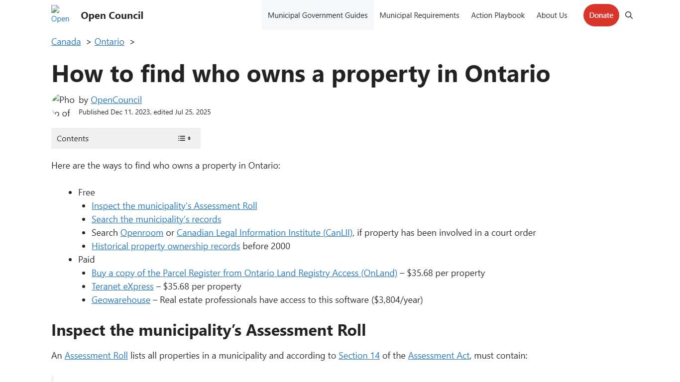 How to find who owns a property in Ontario - Open Council